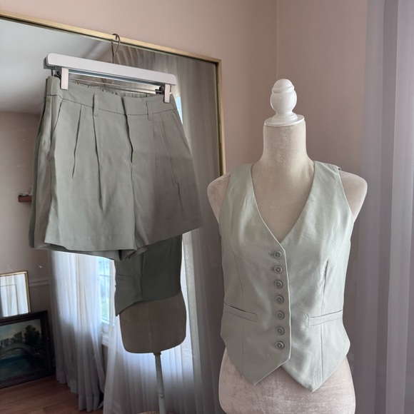 a new day Jackets & Blazers - A New Day Sage Green Vest and Shorts Set